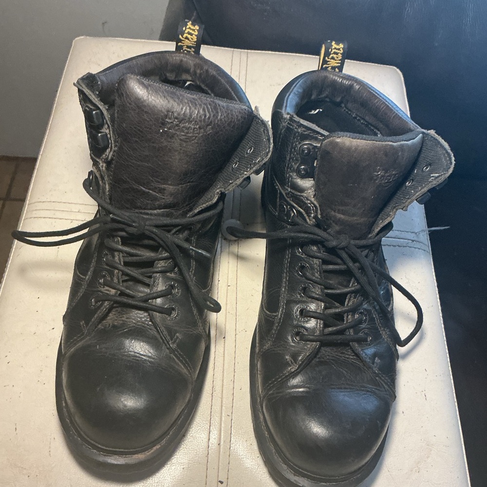 Dr. Martens Black Leather Lace-Up Work Boots
